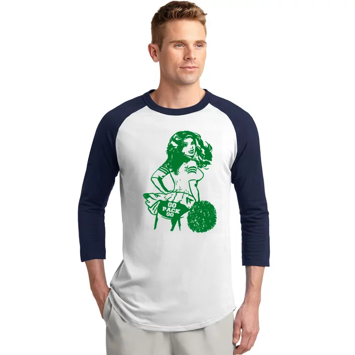 Green Bay Cheerleader Vintage Fan Wisconsin Baseball Sleeve Shirt