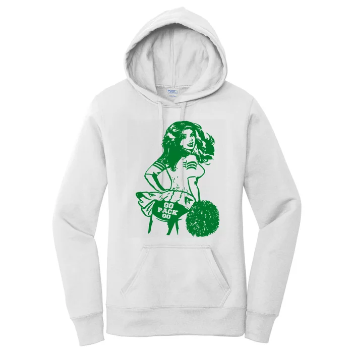 Green Bay Cheerleader Vintage Fan Wisconsin Women's Pullover Hoodie