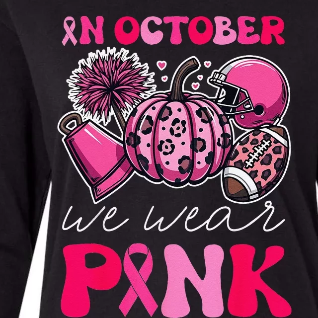 Groovy Breast Cancer Awareness In October We Wear Pin.K Womens Cotton Relaxed Long Sleeve T-Shirt