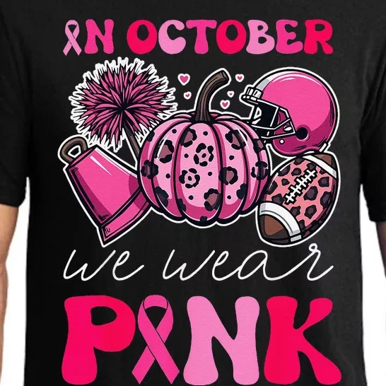 Groovy Breast Cancer Awareness In October We Wear Pin.K Pajama Set