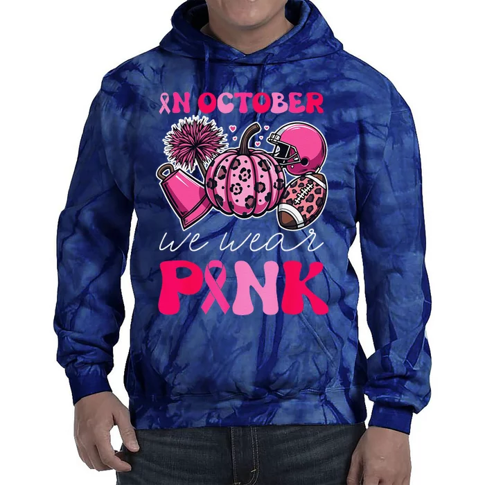 Groovy Breast Cancer Awareness In October We Wear Pin.K Tie Dye Hoodie