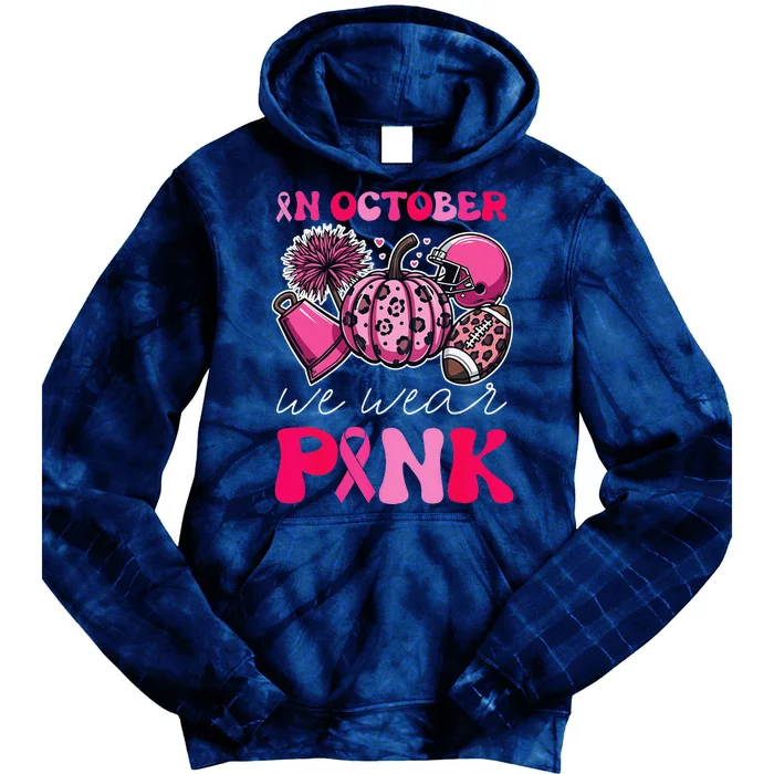 Groovy Breast Cancer Awareness In October We Wear Pin.K Tie Dye Hoodie