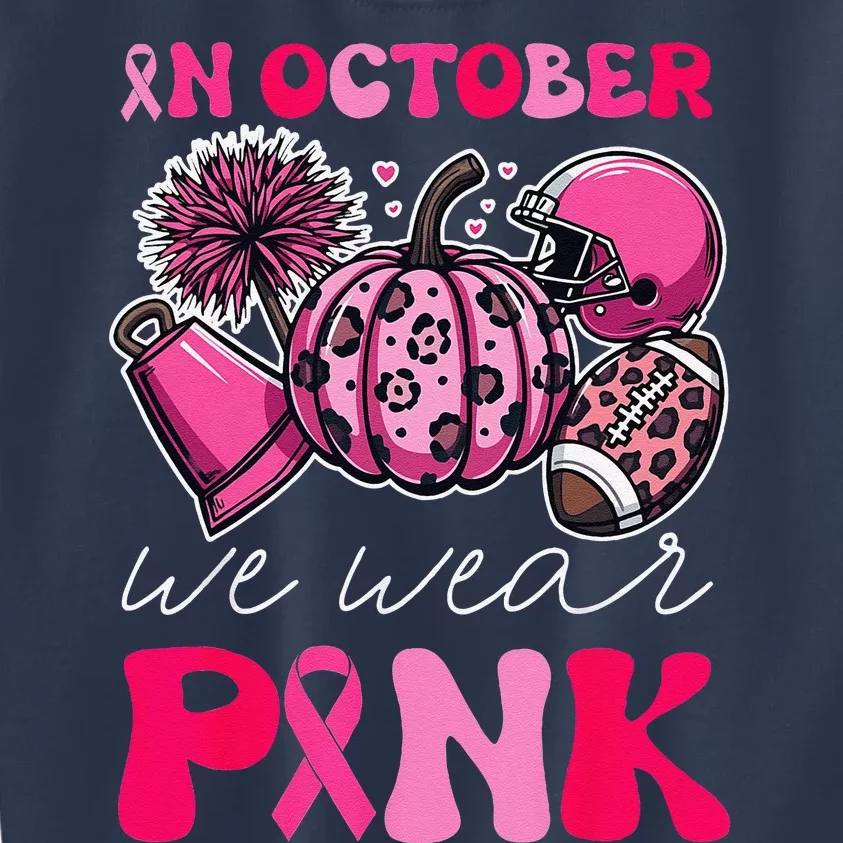 Groovy Breast Cancer Awareness In October We Wear Pin.K Kids Sweatshirt