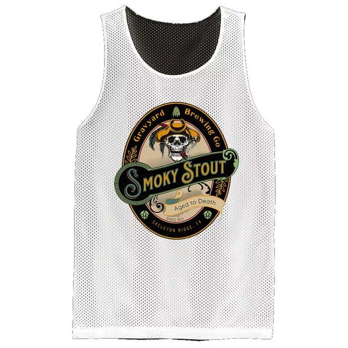 Graveyard Brewery Craft Beer Label Skeleton With Cigar Mesh Reversible Basketball Jersey Tank