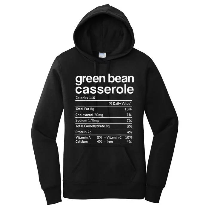 Green Beans Casserole Nutrition Facts Thanksgiving Women's Pullover Hoodie