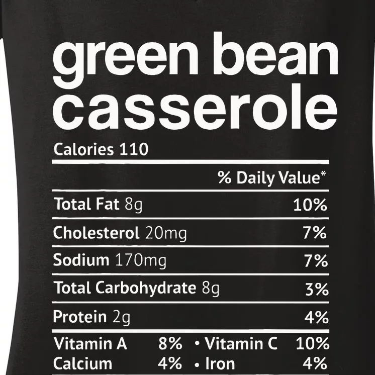 Green Beans Casserole Nutrition Facts Thanksgiving Women's V-Neck T-Shirt