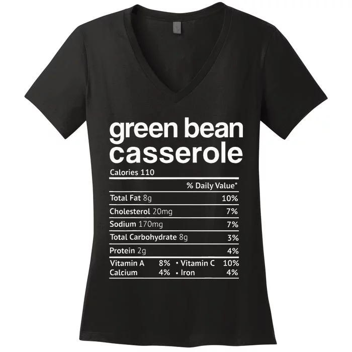 Green Beans Casserole Nutrition Facts Thanksgiving Women's V-Neck T-Shirt