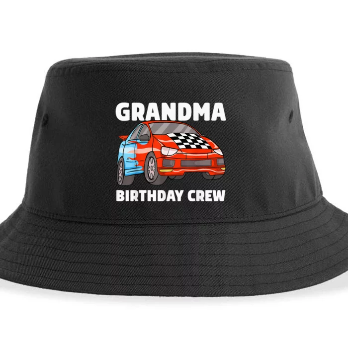 Grandma Birthday Crew Race Car Nana Racing Car Theme Sustainable Bucket Hat