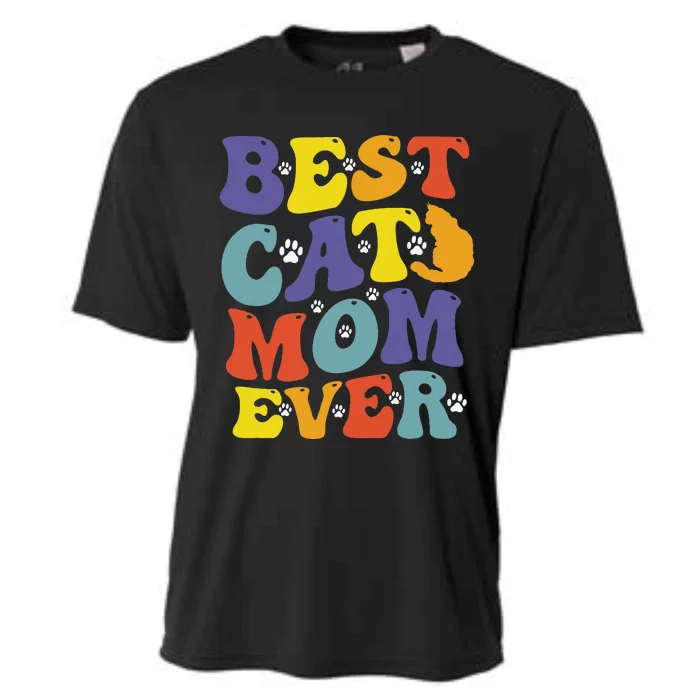 Groovy Best Cat Mom Ever Mother's Day Cats Lover Funny Cooling Performance Crew T-Shirt