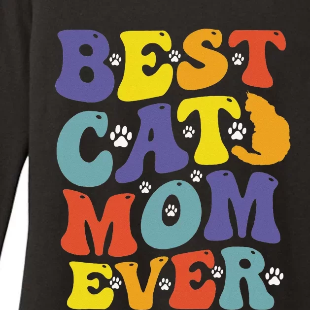 Groovy Best Cat Mom Ever Mother's Day Cats Lover Funny Womens CVC Long Sleeve Shirt