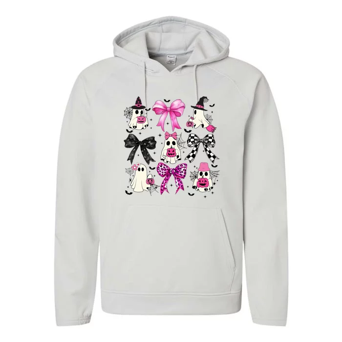 Ghost Bow Coquette Halloween Spooky Season Performance Fleece Hoodie