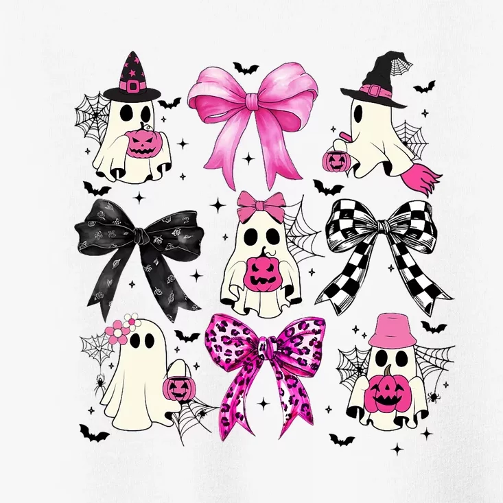 Ghost Bow Coquette Halloween Spooky Season Toddler T-Shirt