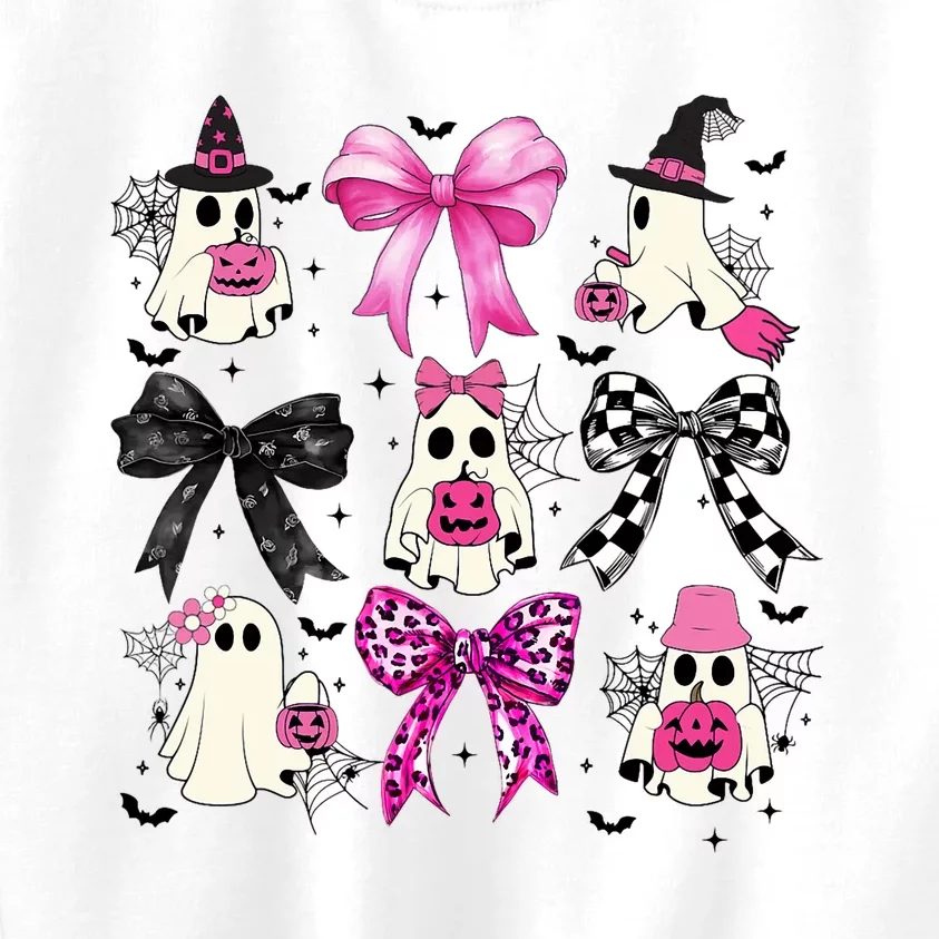 Ghost Bow Coquette Halloween Spooky Season Kids Sweatshirt