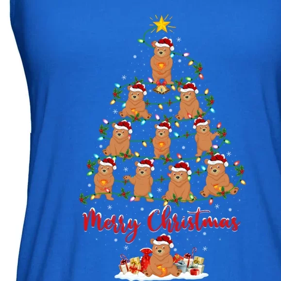 Grizzly Bear Christmas Tree Lights Funny Grizzly Bear Xmas Cool Gift Ladies Essential Flowy Tank