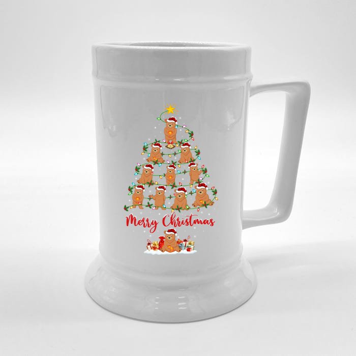 Grizzly Bear Christmas Tree Lights Funny Grizzly Bear Xmas Cool Gift Front & Back Beer Stein