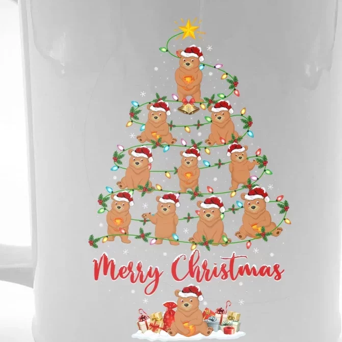 Grizzly Bear Christmas Tree Lights Funny Grizzly Bear Xmas Cool Gift Front & Back Beer Stein