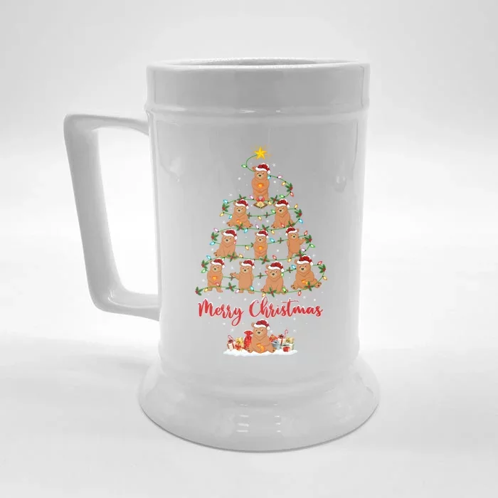 Grizzly Bear Christmas Tree Lights Funny Grizzly Bear Xmas Cool Gift Front & Back Beer Stein