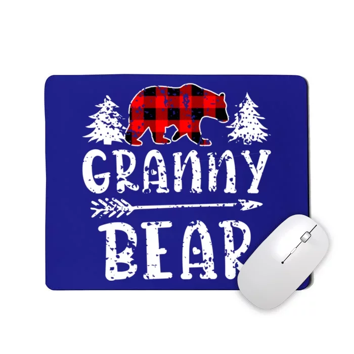 Granny Bear Cute Gift Grandma Christmas Red Buffalo Plaid Xmas Gift Mousepad