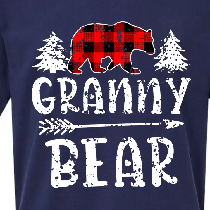 Granny Bear Cute Gift Grandma Christmas Red Buffalo Plaid Xmas Gift Sueded Cloud Jersey T-Shirt