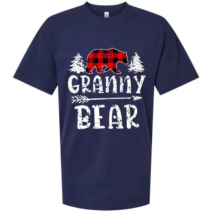 Granny Bear Cute Gift Grandma Christmas Red Buffalo Plaid Xmas Gift Sueded Cloud Jersey T-Shirt