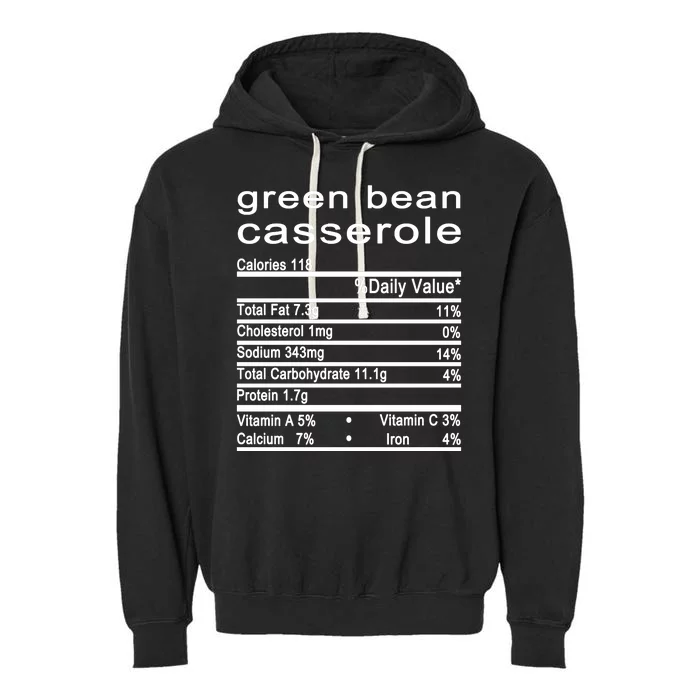 Green Bean Casserole Nutrition Facts Label Garment-Dyed Fleece Hoodie