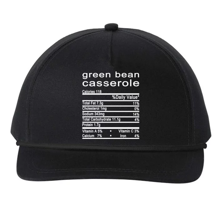 Green Bean Casserole Nutrition Facts Label Snapback Five-Panel Rope Hat