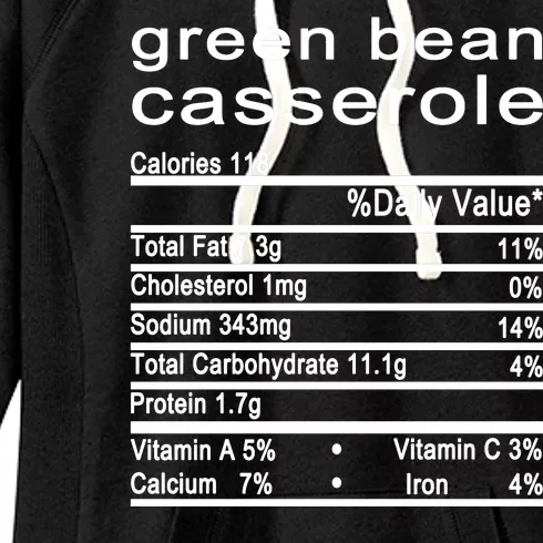 Green Bean Casserole Nutrition Facts Label Women's Fleece Hoodie