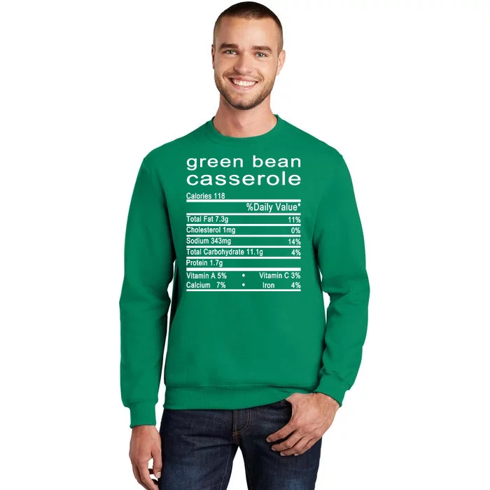 Green Bean Casserole Nutrition Facts Label Sweatshirt