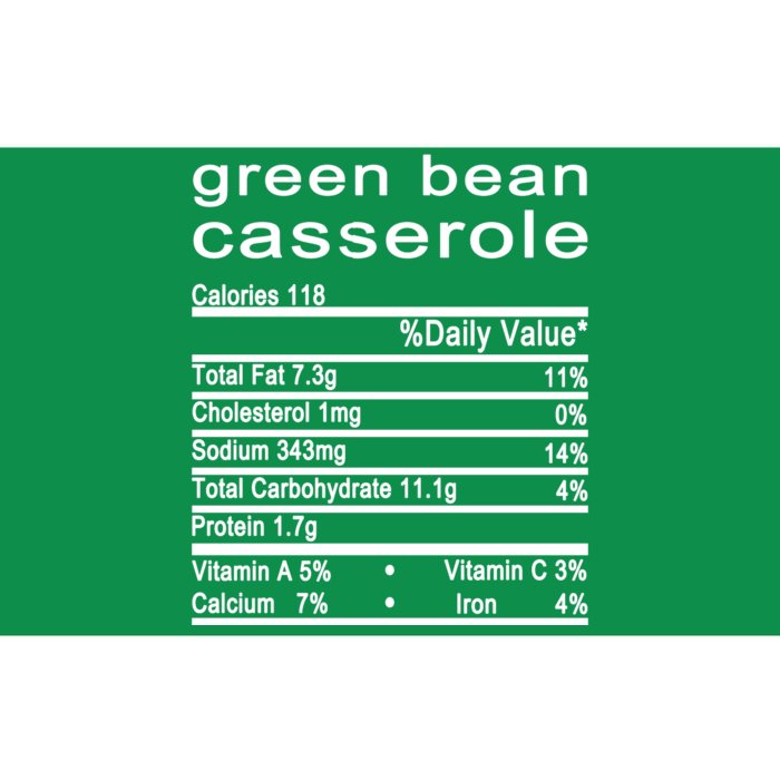 Green Bean Casserole Nutrition Facts Label Bumper Sticker