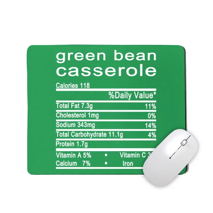 Green Bean Casserole Nutrition Facts Label Mousepad