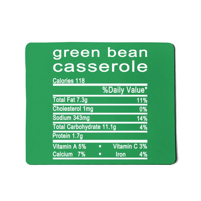 Green Bean Casserole Nutrition Facts Label Mousepad