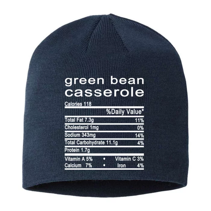 Green Bean Casserole Nutrition Facts Label 8 1/2in Sustainable Knit Beanie