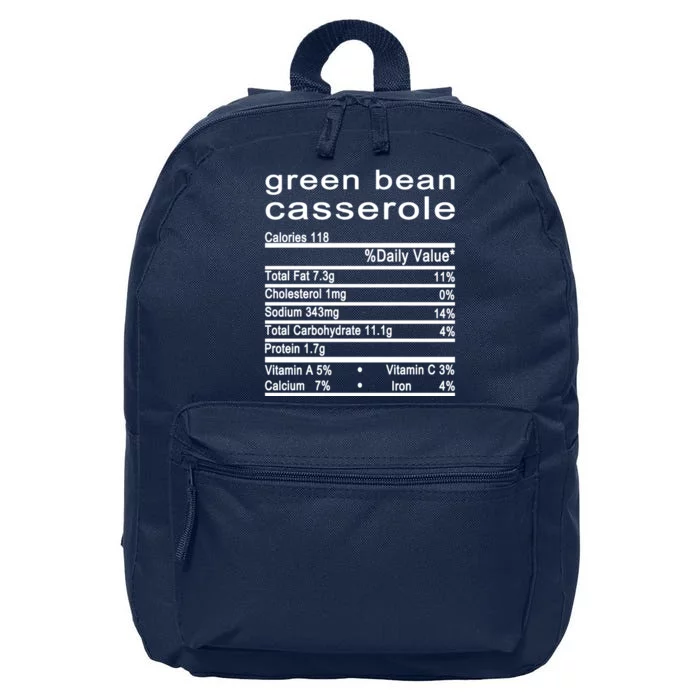 Green Bean Casserole Nutrition Facts Label 16 in Basic Backpack