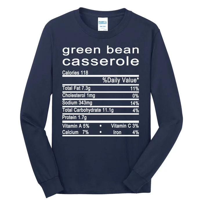 Green Bean Casserole Nutrition Facts Label Tall Long Sleeve T-Shirt