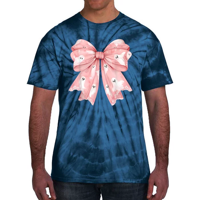 Ghost Bow Coquette Halloween Spooky Season Tie-Dye T-Shirt