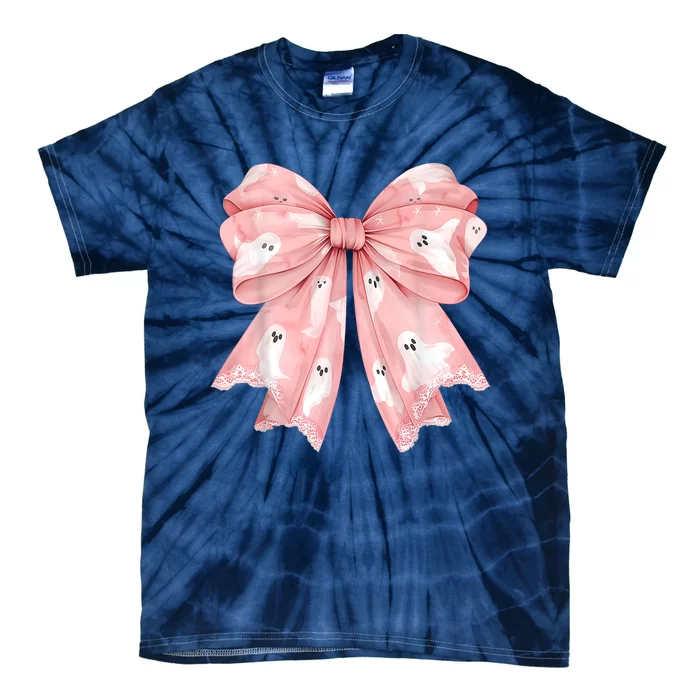 Ghost Bow Coquette Halloween Spooky Season Tie-Dye T-Shirt