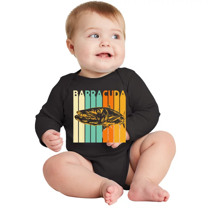 Great Barracuda Cuda Fishing Wildlife Saltwater Fish Art Baby Long Sleeve Bodysuit