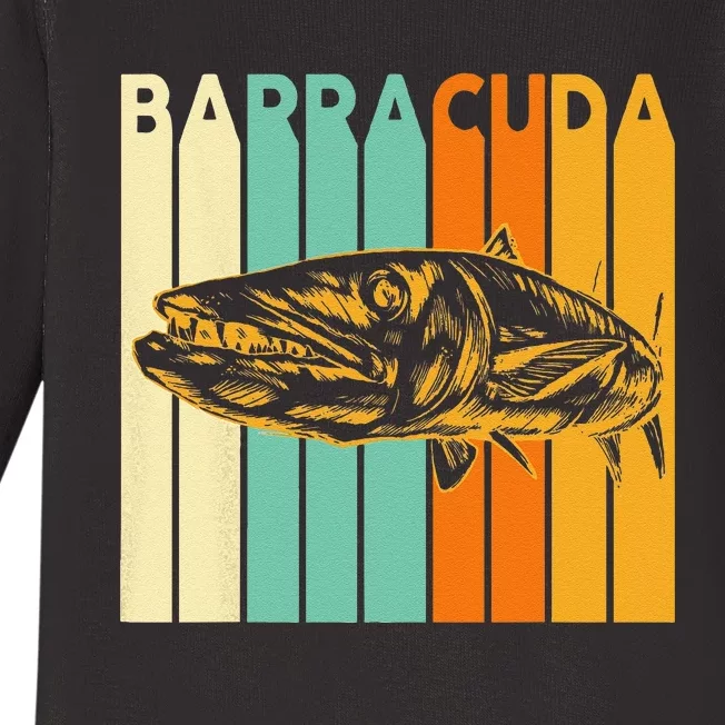 Great Barracuda Cuda Fishing Wildlife Saltwater Fish Art Baby Long Sleeve Bodysuit