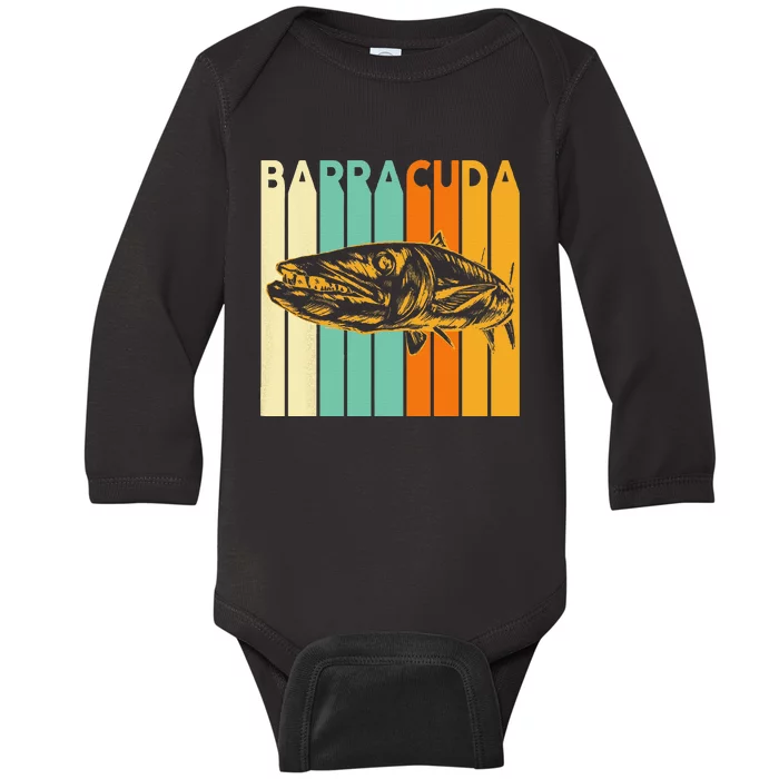 Great Barracuda Cuda Fishing Wildlife Saltwater Fish Art Baby Long Sleeve Bodysuit