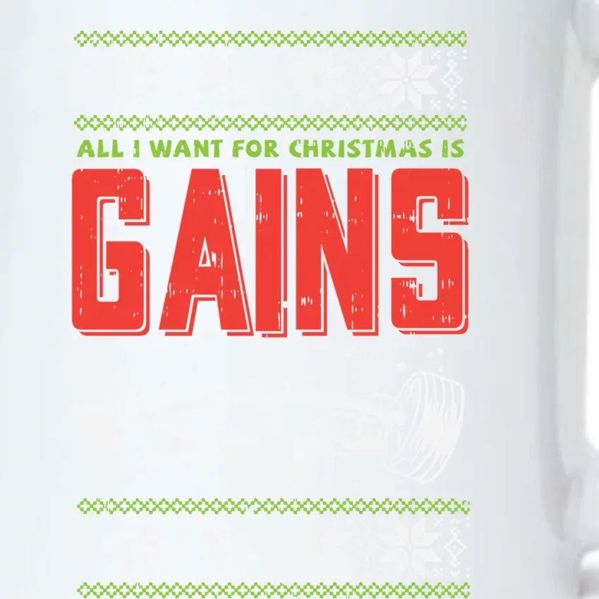 Gains Bodybuilder Christmas Sweater Gym Weightlifter Gift Great Gift Black Color Changing Mug