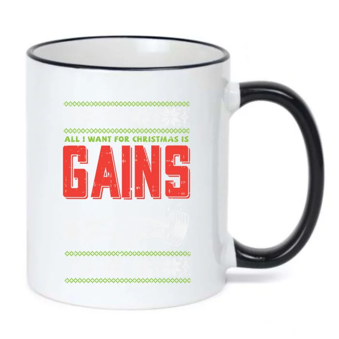 Gains Bodybuilder Christmas Sweater Gym Weightlifter Gift Great Gift Black Color Changing Mug