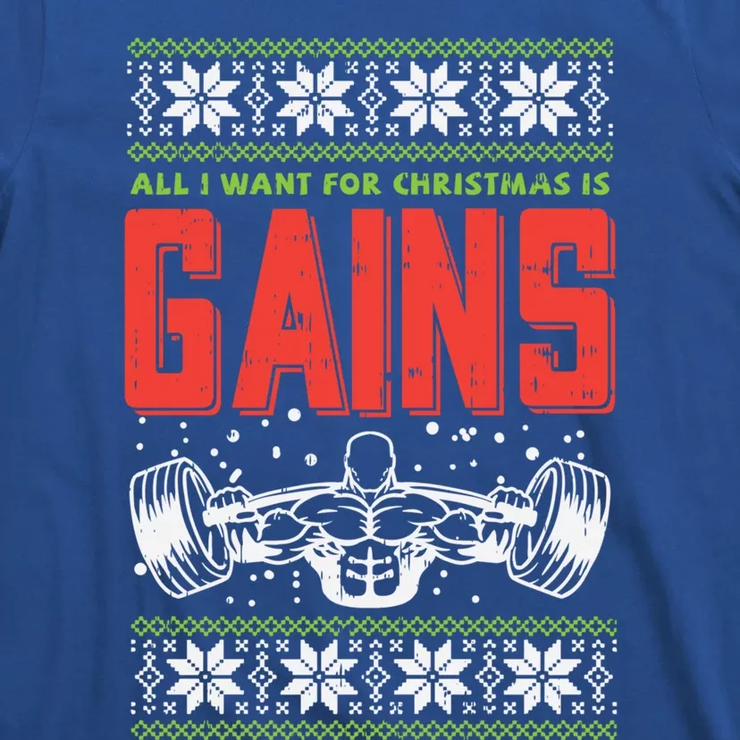 Gains Bodybuilder Christmas Sweater Gym Weightlifter Gift Great Gift T-Shirt