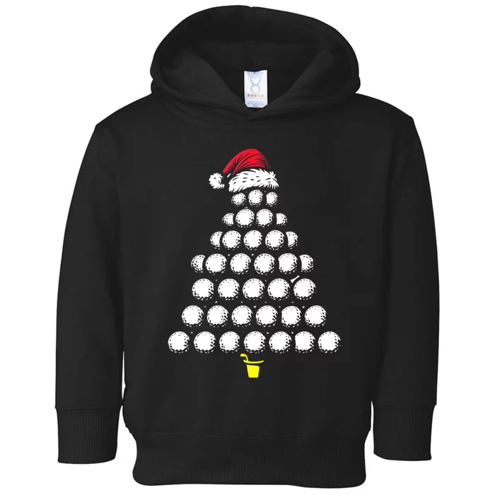 Golf Balls Christmas Tree Xmas Golfing Golfer Christmas Golf Toddler Hoodie