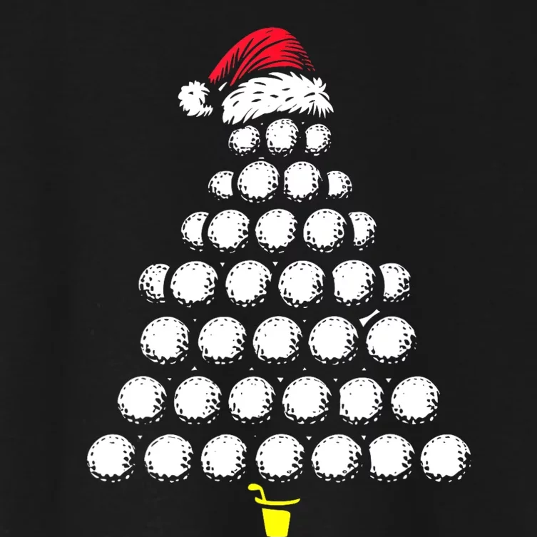 Golf Balls Christmas Tree Xmas Golfing Golfer Christmas Golf Women's Crop Top Tee