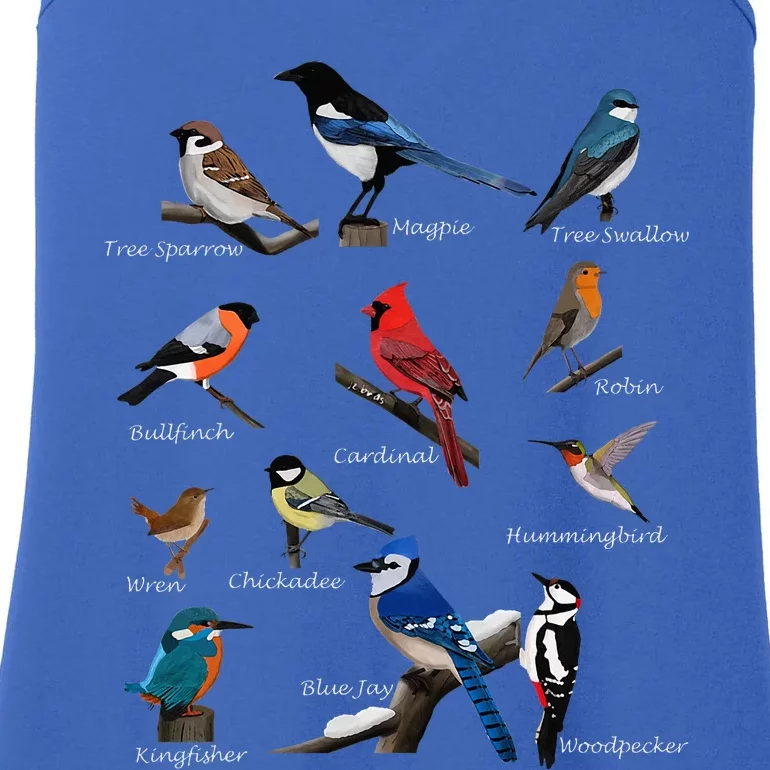 Garden Birds Cardinal Blue Jay Hummingbird Robin Wren Finch Ladies Essential Tank