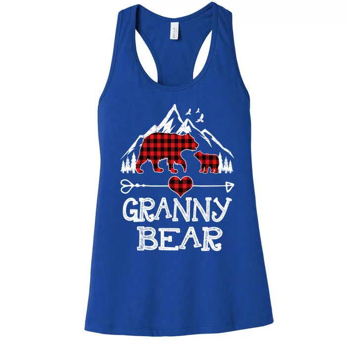 Granny Bear Christmas Pajama Red Plaid Buffalo For Meaningful Gift Women's Racerback Tank