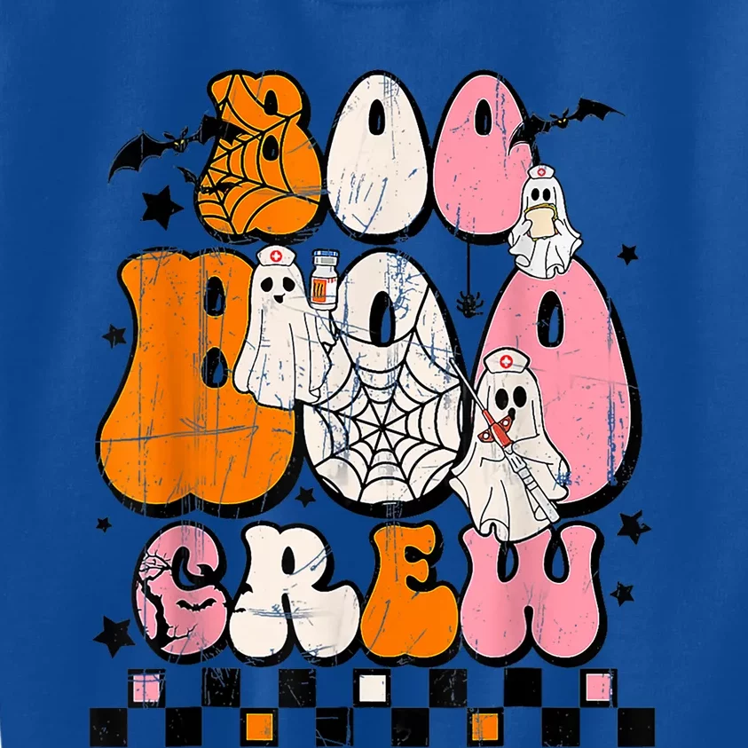 Groovy Boo Crew Cute Ghost Nurse Halloween Spooky Season Gift Kids Sweatshirt