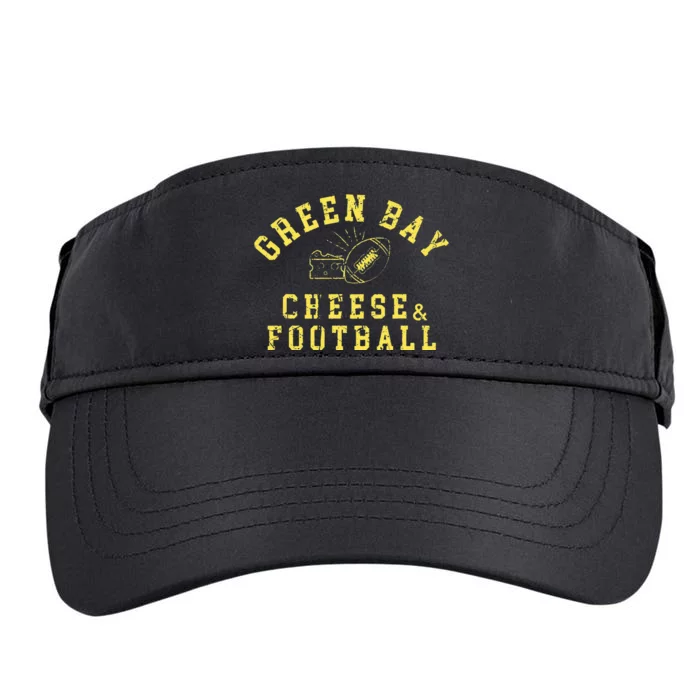 Green Bay Cheese & Football Distressed Gift Adult Drive Performance Visor