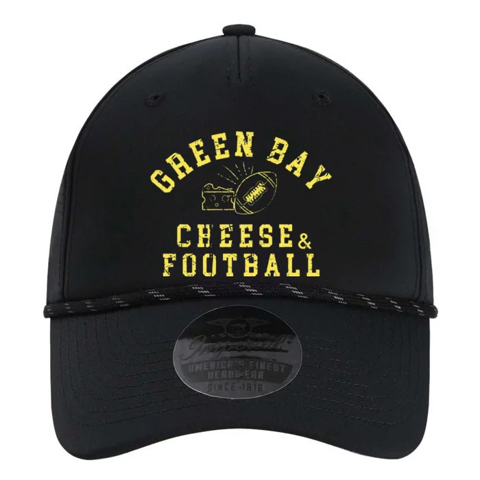 Green Bay Cheese & Football Distressed Gift Performance The Dyno Cap