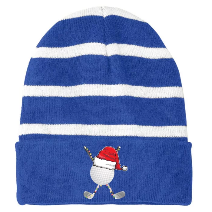 Golf Ball Christmas Santa Hat Funny Xmas Golfer Pajama Gift Striped Beanie with Solid Band